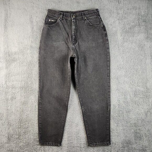 Lee Denim - Vtg Lee Jeans Women's 14 Petite Black High Rise Tapered Denim 90's Faded Classic